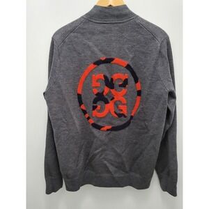 G/FORE Sweater Mens M Knit Full Zip Embroidered Golf Gray 100%-Wool G4MF21S20